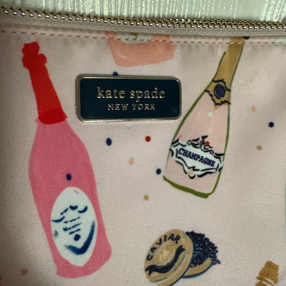 Kate Spade Pink Champagne and Caviar NYC triple gusset Medium Perfect